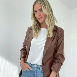 Six Fifty Brown Faux Leather Blazer